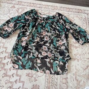 Lauren Conrad XL Floral Chiffon Blouse